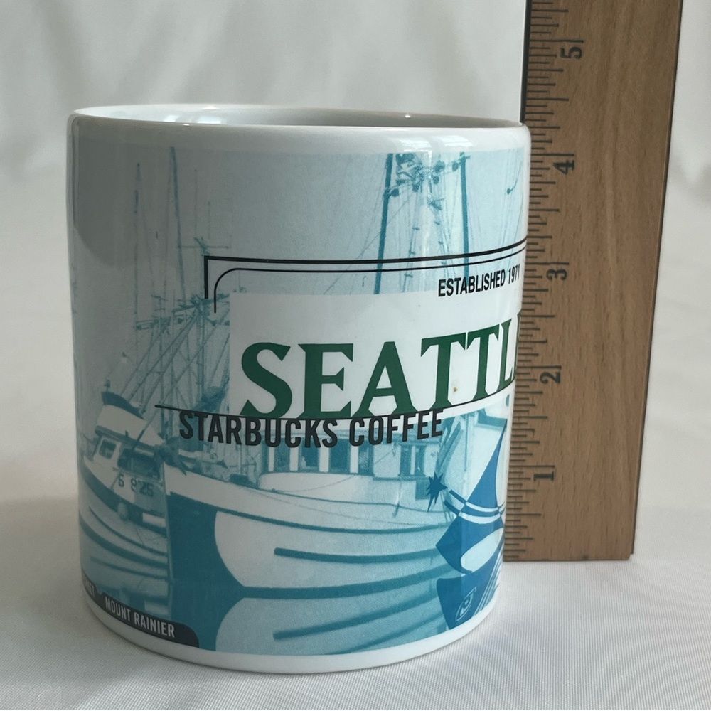 Starbucks Seattle 20oz Mug 1999 Vintage Y2K - Ceramic White/Blue/Orange - Picture 8 of 10